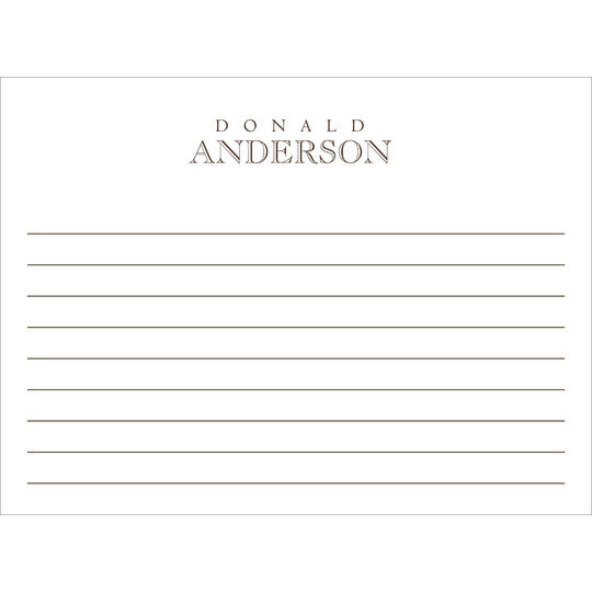 Full Name Flat Note Cards with Writing Lines - Raised Ink